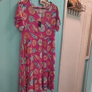 SO Pink Seashell Print Dress